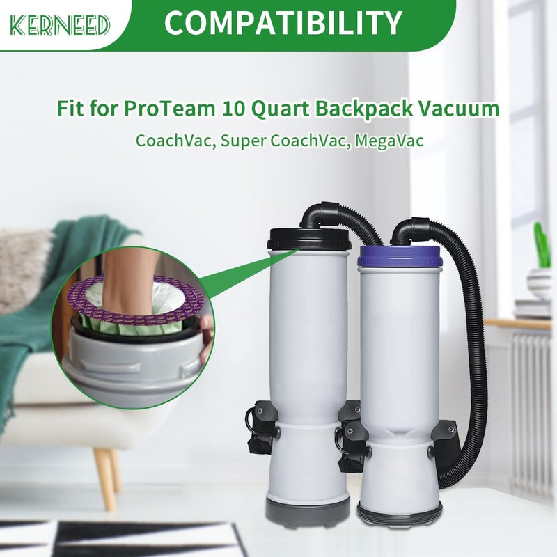 12 حزمة 100331 أكياس فلتر صغيرة بديلة لمكنسة الظهر ProTeam 10 Quart: CoachVac Super CoachVac MegaVac استبدال الجزء #100331 طوق دائري مفتوح - Image 2