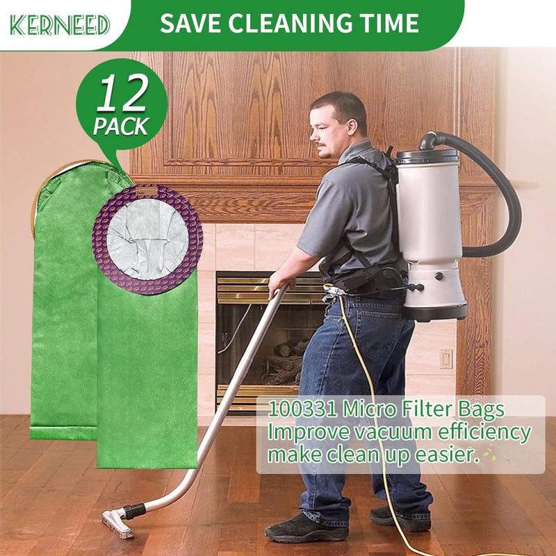 12 حزمة 100331 أكياس فلتر صغيرة بديلة لمكنسة الظهر ProTeam 10 Quart: CoachVac Super CoachVac MegaVac استبدال الجزء #100331 طوق دائري مفتوح - Image 5
