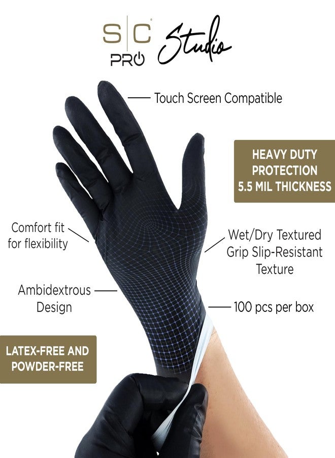 StyleCraft Studio Professional Nitrile Gloves - Latex & Powder-Free, 5.5 Mil Thickness, Heavy-Duty, Textured Grip, 100 Count (X-Large) - Image 2