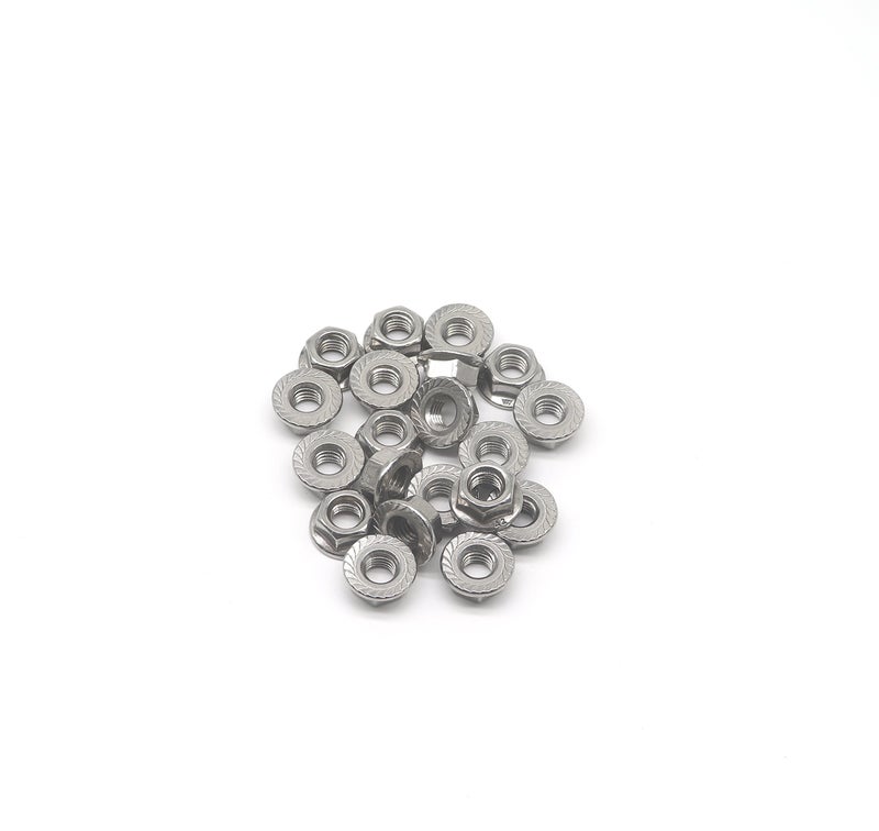 binifiMux 20 Pieces M8 Flange Nuts,binifiMux M8-1.25mm Serrated Hex Flange Lock Nuts, DIN6923, 304 Stainless Steel,Plain Finish - Image 2