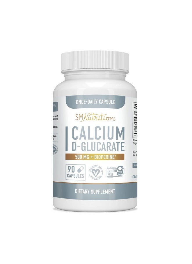 SMNutrition - Calcium Dglucarate ; Cdg For Liver Detox & Cleanse Metabolism Hormone Balance Menopause Support* Vegan.Org Certified Nongmo Glutenfree ; Calcium D Glucarate 500Mg 90 Capsules Sm Nutrition - Image 1