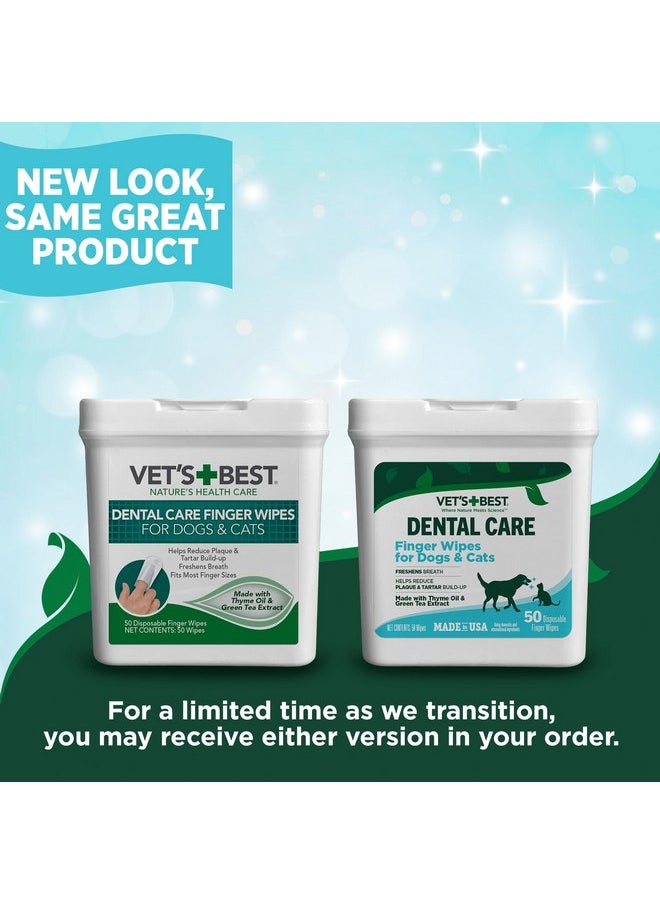 فيتس بيست مناديل تنظيف الأسنان من Vet's Best Dental Care - تقلل من تراكم البلاك والجير - تنعش النفس - مناديل تنظيف الأسنان بالأصابع للكلاب والقطط - 50 قطعة  - Image 2