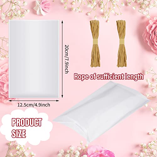 Tudomro 100 Pcs Clear Flat Cellophane Soap Bags for Packaging 4.9'' x 7.9'' Small Mini Soap Cookie Candy Wrappers Bags with Raffia Rope for Wedding Christmas Craft Gift Birthday Party Favor Supplies - Image 2