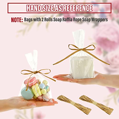 Tudomro 100 Pcs Clear Flat Cellophane Soap Bags for Packaging 4.9'' x 7.9'' Small Mini Soap Cookie Candy Wrappers Bags with Raffia Rope for Wedding Christmas Craft Gift Birthday Party Favor Supplies - Image 4