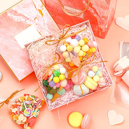 Tudomro 100 Pcs Clear Flat Cellophane Soap Bags for Packaging 4.9'' x 7.9'' Small Mini Soap Cookie Candy Wrappers Bags with Raffia Rope for Wedding Christmas Craft Gift Birthday Party Favor Supplies - Image 5