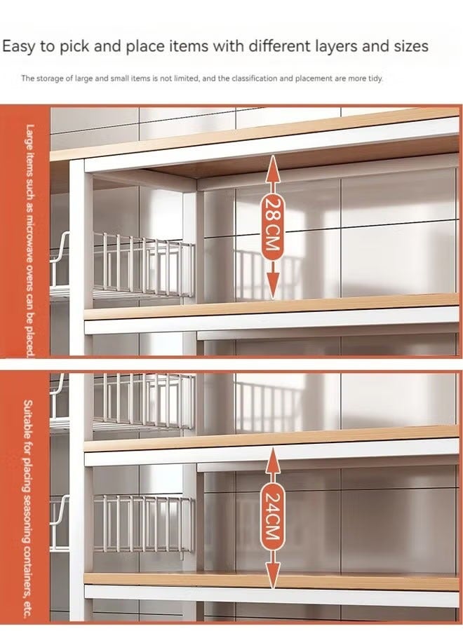 AGD 4 Tier Free Standing Kitchen Storage Unit, Microwave Oven Kitchen Cabinet, Kitchen Rack for Dining Room, Movable Storage Cart, Large Storage Capacity - White - Image 5