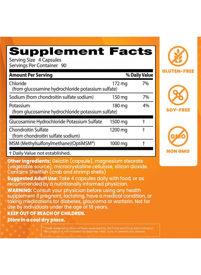 Doctor's BEST Doctor's Best Glucosamine Chondroitin MSM with OptiMSM, Supports Healthy Joint Structure, Function, & Comfort, Non-GMO, Gluten Free, Soy Free, 360 Count  - Image 3