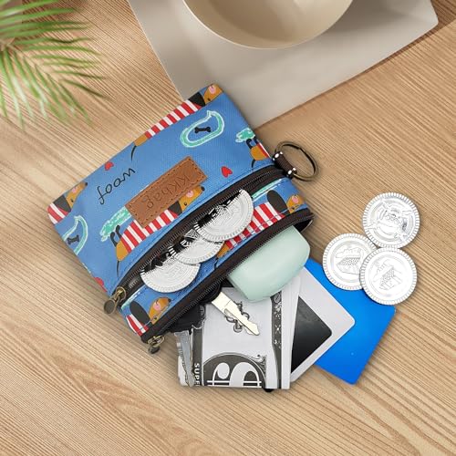 WisePoint Coin Bag, Waterproof Coin Wallet Small Coin Purse with Zipper and Keyring, Cute Coin Pouch for Women and Girls, Change Purse Mini Storage Bag for Coin, Cards, Keys, Lipsticks (sky blue) - Image 3