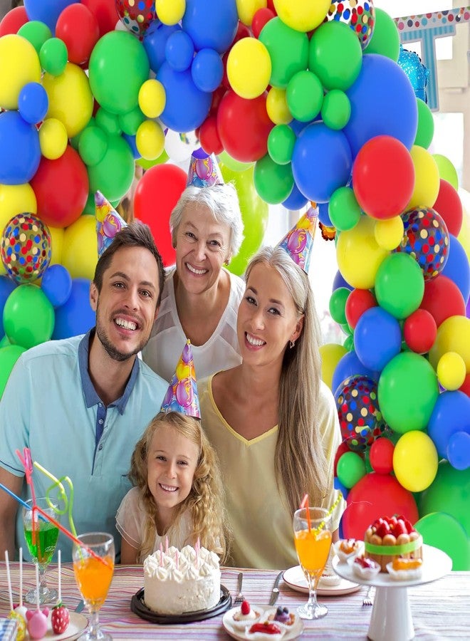 لوديو مجموعة قوس جارلاند بالونات حمراء وزرقاء وصفراء وخضراء، 121 قطعة بالونات حمراء وخضراء وزرقاء وصفراء للعبة النقل قوس قزح العنكبوت البطل عيد ميلاد حفل استقبال الطفل السيرك الكرنفال ديكورات الحفلات - Image 4