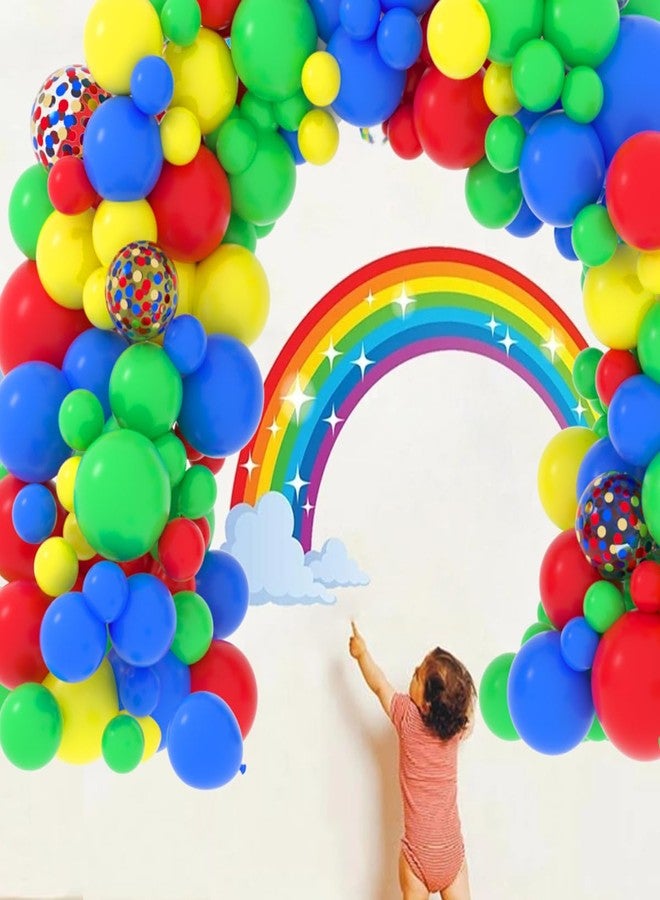 لوديو مجموعة قوس جارلاند بالونات حمراء وزرقاء وصفراء وخضراء، 121 قطعة بالونات حمراء وخضراء وزرقاء وصفراء للعبة النقل قوس قزح العنكبوت البطل عيد ميلاد حفل استقبال الطفل السيرك الكرنفال ديكورات الحفلات - Image 2