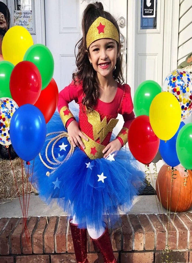 لوديو مجموعة قوس جارلاند بالونات حمراء وزرقاء وصفراء وخضراء، 121 قطعة بالونات حمراء وخضراء وزرقاء وصفراء للعبة النقل قوس قزح العنكبوت البطل عيد ميلاد حفل استقبال الطفل السيرك الكرنفال ديكورات الحفلات - Image 3