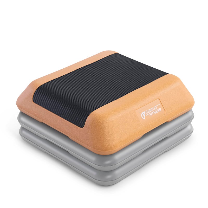 Marcy Circuit Fitness by Marcy 16 x 16 inches Adjustable Height Aerobic Step Platform with 2 Risers, Non-Slip Rubber Surface, Home Exercise Fitness Training, Peach Fuzz, STEP-PEACH01-2R - Image 1