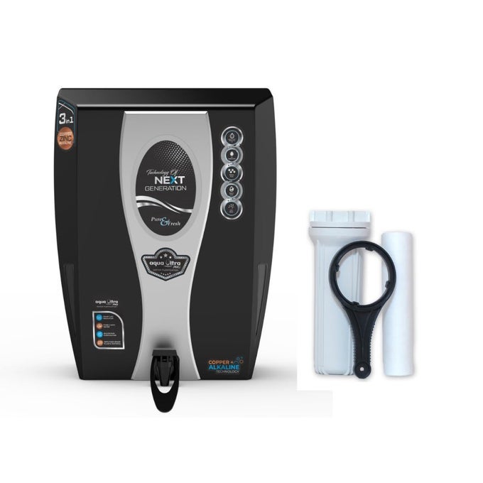 AQUA ULTRA S25 COPPER WATER PURIFIER WITH ROUFUV LED IN TANK TASTE ADJUSTER 65 WATER SAVING ISI BIS LED DISPLAY 12L STORAGE 18 LPH SUITABLE FOR BOREWELLTANKERMUNICIPAL WATER