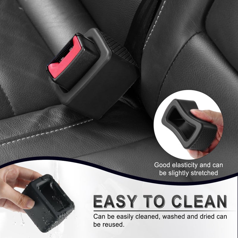 Amiss 2PCS Seat Belt Buckle Holder, Universal Silicone Rear Seat Belt Booster & Fixer for Easy Access, Keeping Receptacle Upright, Car Interior Accessories-Fits Most Cars (Black) - Image 4