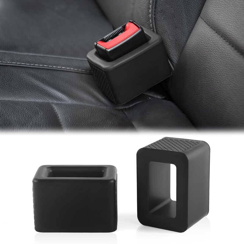 Amiss 2PCS Seat Belt Buckle Holder, Universal Silicone Rear Seat Belt Booster & Fixer for Easy Access, Keeping Receptacle Upright, Car Interior Accessories-Fits Most Cars (Black) - Image 1