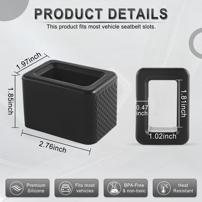 Amiss 2PCS Seat Belt Buckle Holder, Universal Silicone Rear Seat Belt Booster & Fixer for Easy Access, Keeping Receptacle Upright, Car Interior Accessories-Fits Most Cars (Black) - Image 2