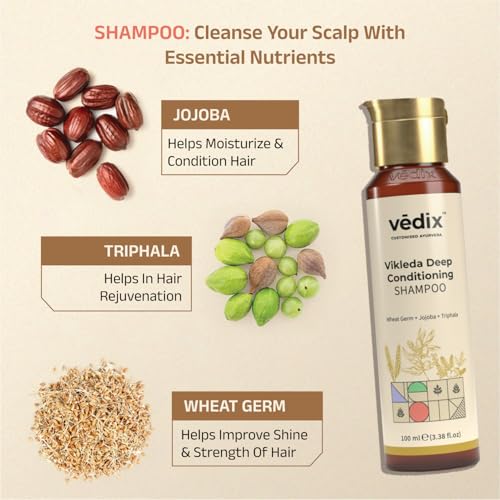 Vedix Customized Dandruff Care Regimen For Dry Hair - Oily Scalp & Straight Hair-3 Product Kit-Shampoo, Hair Oil, Nuyantra Pro Hair Growth Serum - Image 3