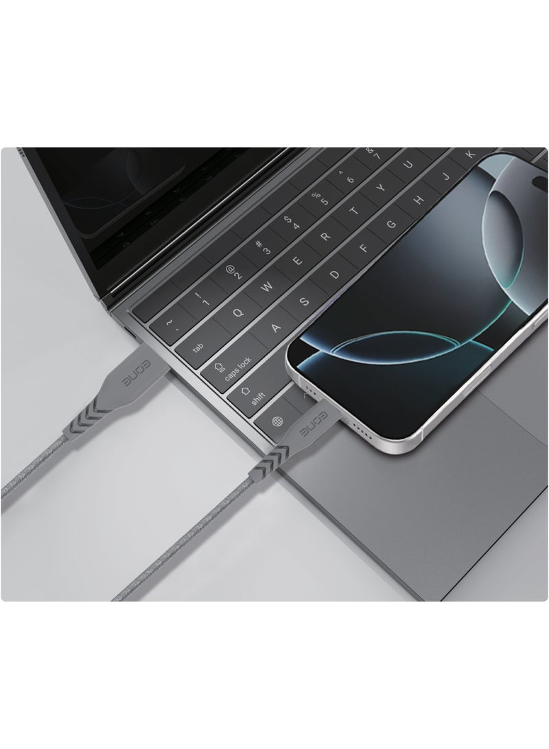 EONE USB-A to USB-C Cable 1.2M Fast Charging Data Cable Nylon Braided Type C Cable for iPhone 15 Samsung Android Phones Tablet Charging Sync – Gray - Image 4