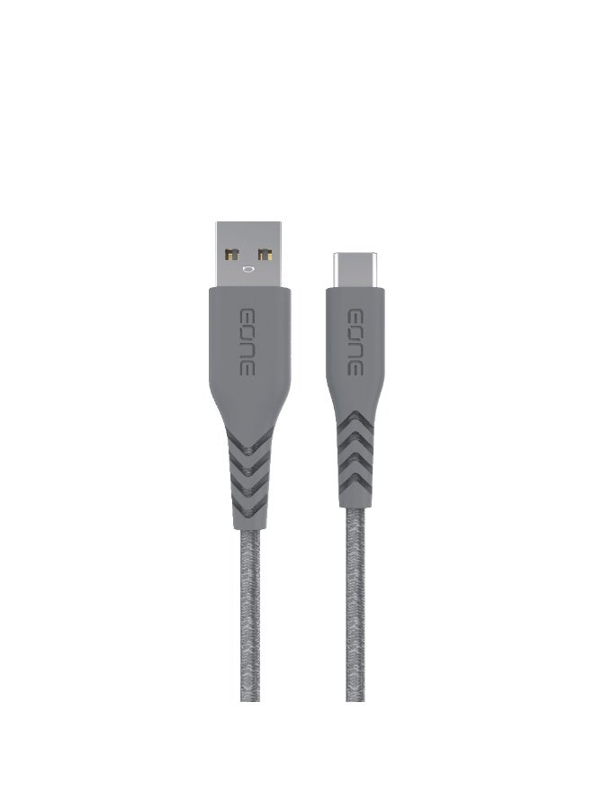 EONE USB-A to USB-C Cable 1.2M Fast Charging Data Cable Nylon Braided Type C Cable for iPhone 15 Samsung Android Phones Tablet Charging Sync – Gray - Image 2