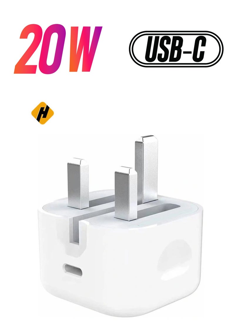 HuHa - Type C Fast Charger PD 20W Power Adapter for iPhone 13 12 11 14 Series Plug PD Power Adapter Wall Plug Compatible with iPhone 14 13 13pro 12 Pro Max 12 Mini SE White - Image 1