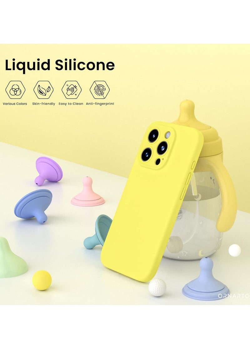 Raxoom Compatible with iPhone 15 Pro Max Case Shockproof with 2pcs Screen Protectors, Waterproof Liquid Silicone Rubber Full Cover Protective Case for iPhone 15 Pro Max 6.7 inch-Greamy Yellow - Image 2