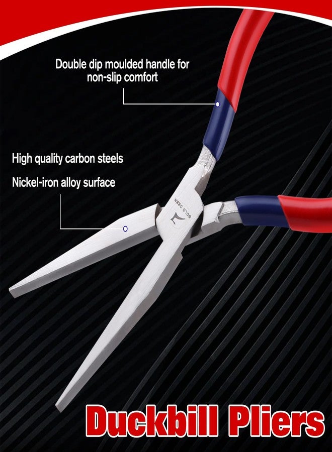 GOLD DEER 7 Inch Long Flat Nose Pliers Smooth Jaw Extended Head Duckbill Pliers Clamping Bending Precision Jewelry Making Hand Tools Beading Hobby Work Craft Supplies Dip Plastic Handle - Image 5
