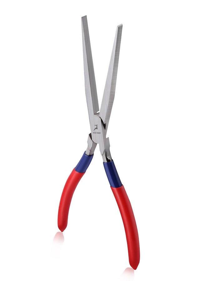 GOLD DEER 7 Inch Long Flat Nose Pliers Smooth Jaw Extended Head Duckbill Pliers Clamping Bending Precision Jewelry Making Hand Tools Beading Hobby Work Craft Supplies Dip Plastic Handle - Image 1