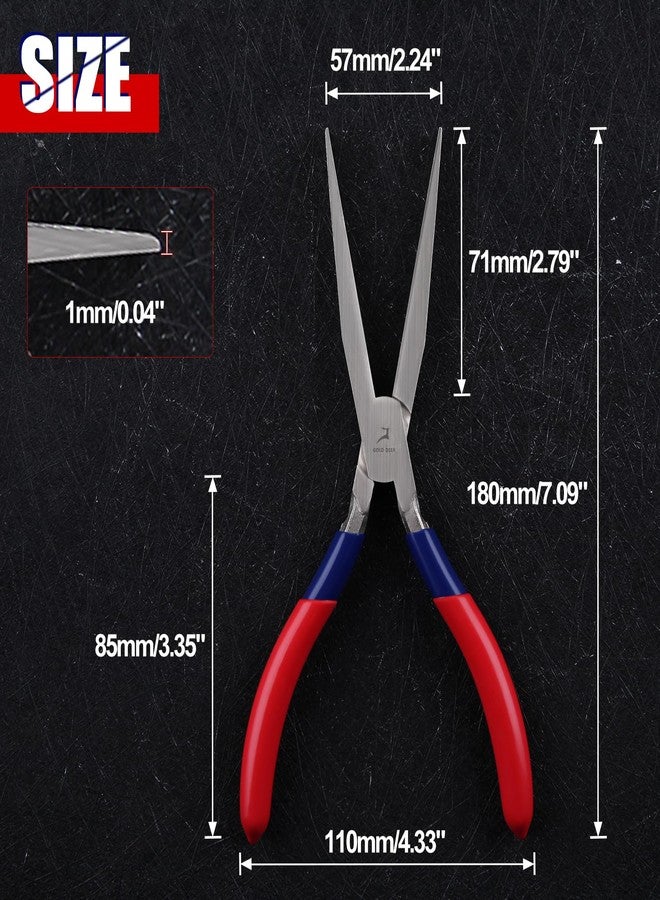 GOLD DEER 7 Inch Long Flat Nose Pliers Smooth Jaw Extended Head Duckbill Pliers Clamping Bending Precision Jewelry Making Hand Tools Beading Hobby Work Craft Supplies Dip Plastic Handle - Image 4
