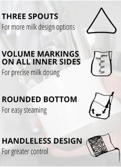 Kruve Create 3-in-1 Latte Art Pitcher, with Silicone Sleeve and Measurement Markings, Stainless Steel Food Grade Body, Black - 15oz  - Image 2