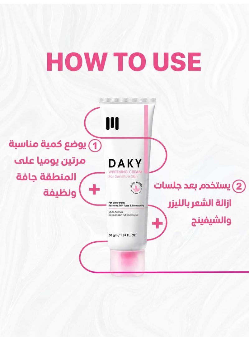 Daky Whitening Cream for Sensitive Zone & Dark Areas, Hypoallergenic, 50g (1.69 fl. oz.) - Image 5