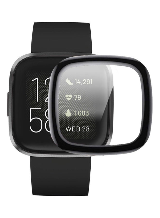 NIBEMINENT Full Coverage Curved Screen Protector For Fitbit Versa 2 Clear/Black  - Image 1