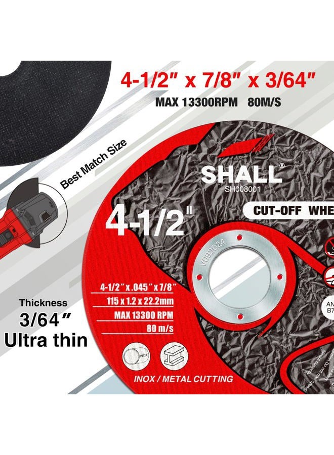 SHALL 25-Pack Cut Off Wheels 4 1/2 x 7/8 Inch, Cutting Wheel with Pouch for Angle Grinder, 4.5” Metal & Stainless Steel Fast Cutting Disc, Grinder Wheel for General Purpose Metal Cutting - Image 3