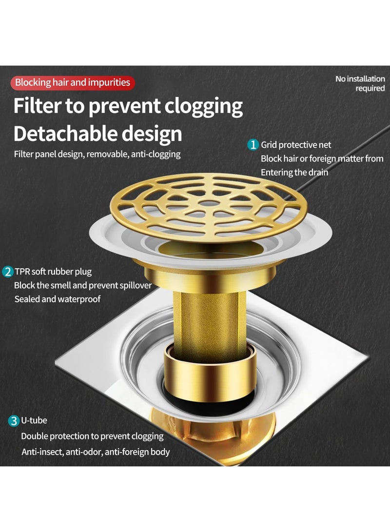 SYOSI 2-Pack Sewer Odor Proof Floor Drain, Removable Strainer Cover, Drain Hair Catcher, Bathroom Toilet Floor Drain Backflow Preventer with Basket, Suitable for ≥1.3 inch Diameter of The Drain - Image 4