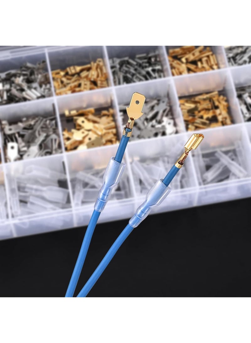 SYOSI Electrical Wire Connectors, 540 Pcs Male Female Spade Crimp Terminal Connectors with Insulating Sleeves for Automotive Home Electrical Wiring Repair, 2.8mm 4.8mm 6.3mm Multi Size - Image 5