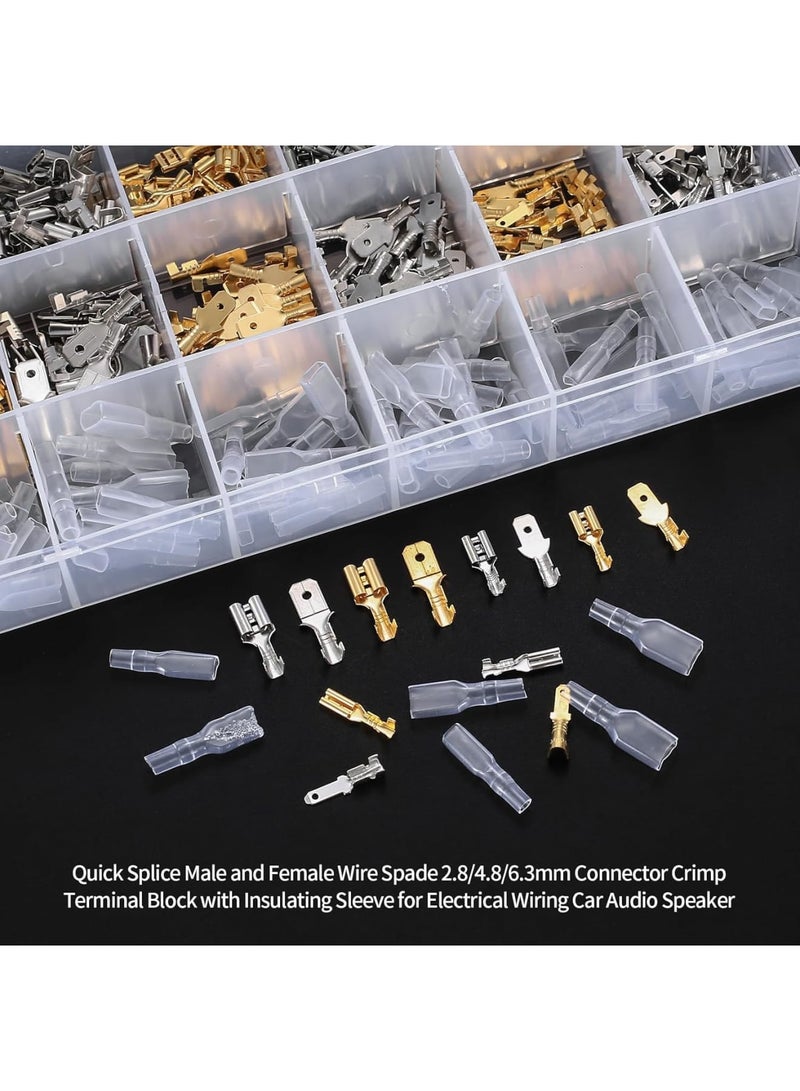 SYOSI Electrical Wire Connectors, 540 Pcs Male Female Spade Crimp Terminal Connectors with Insulating Sleeves for Automotive Home Electrical Wiring Repair, 2.8mm 4.8mm 6.3mm Multi Size - Image 4