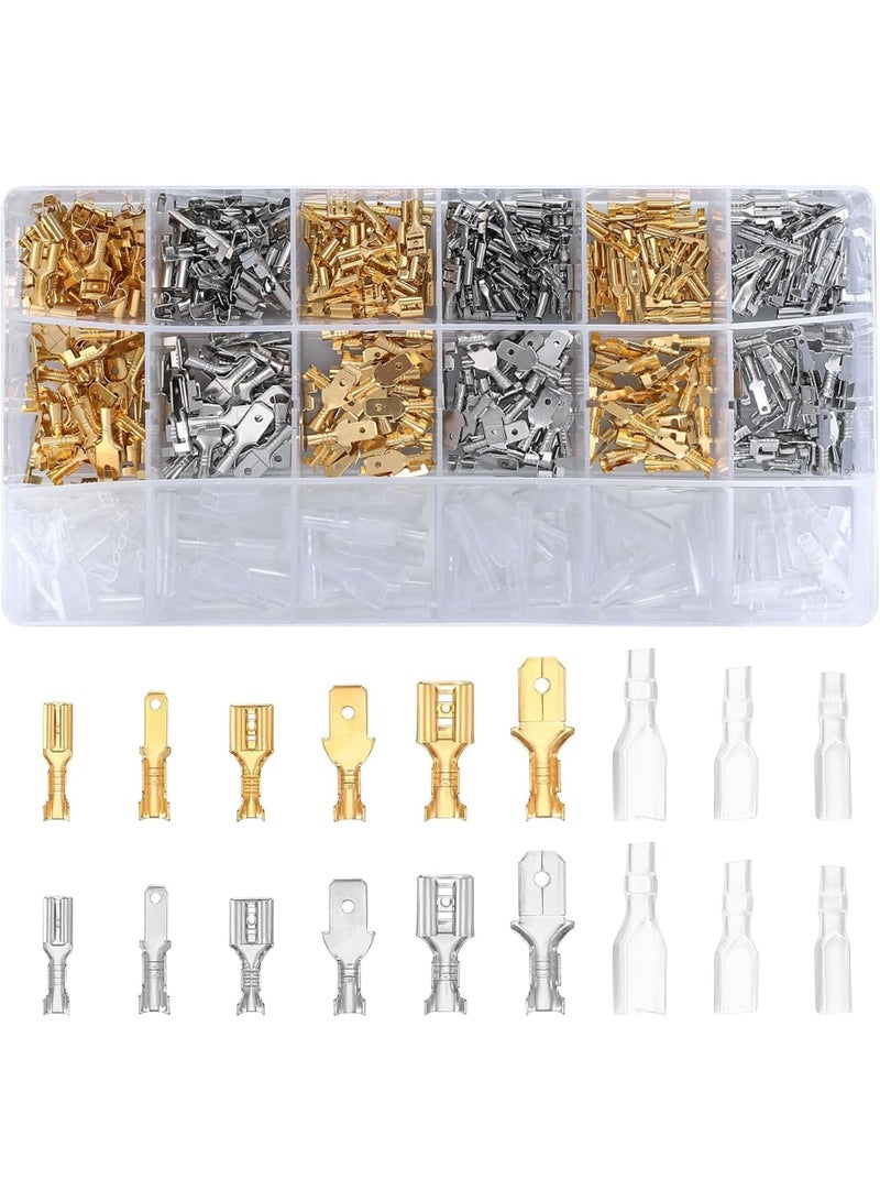 SYOSI Electrical Wire Connectors, 540 Pcs Male Female Spade Crimp Terminal Connectors with Insulating Sleeves for Automotive Home Electrical Wiring Repair, 2.8mm 4.8mm 6.3mm Multi Size - Image 1