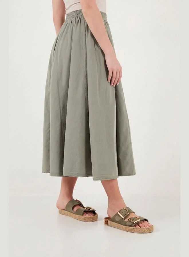 Lela  Lela Modest Cotton Relaxed Fit Elastic Waist Hijab Midi Skirt Women's SKIRT 668YE4449 for Women | Best Price UAE