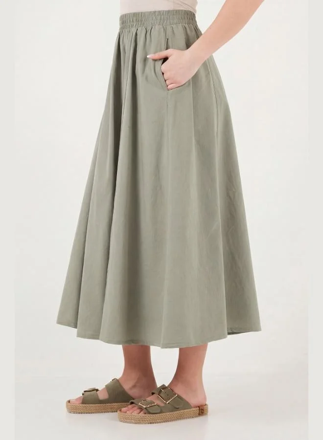 Lela  Lela Modest Cotton Relaxed Fit Elastic Waist Hijab Midi Skirt Women's SKIRT 668YE4449 for Women | Best Price UAE