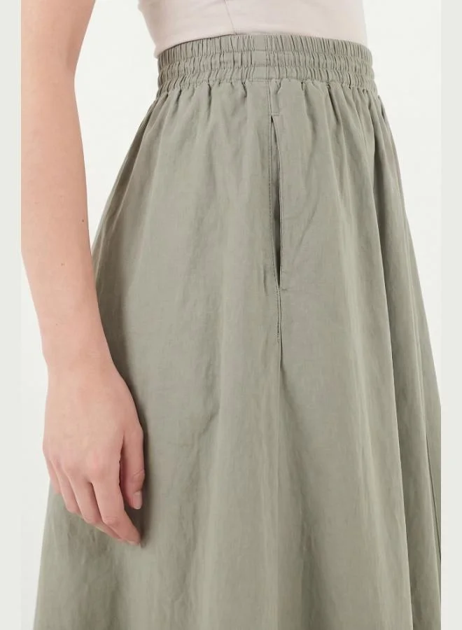 Lela  Lela Modest Cotton Relaxed Fit Elastic Waist Hijab Midi Skirt Women's SKIRT 668YE4449 for Women | Best Price UAE