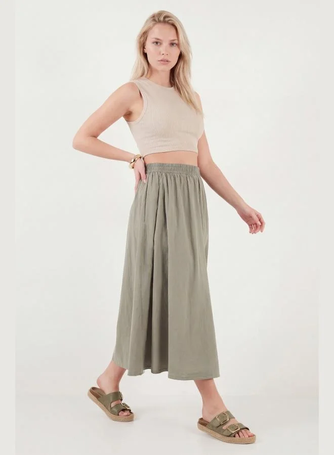 Lela Lela Modest Cotton Relaxed Fit Elastic Waist Hijab Midi Skirt Women's SKIRT 668YE4449