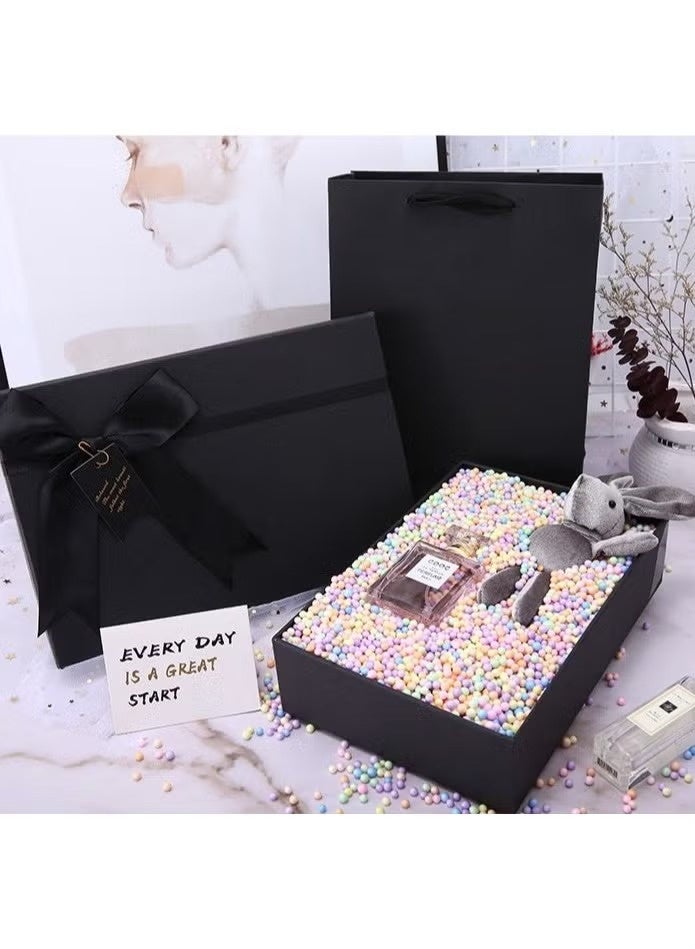 JOGAMS Gift Box Empty Black Color 20 x 18 x 8cm with Paper Bag for New Year Ramadan Wedding Eid Birthday Groomsman Father's Day Presents Display and Packing - Image 5