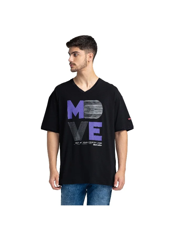 بيينغ هيومان Mens Black Round Neck Short Sleeve T-Shirt
