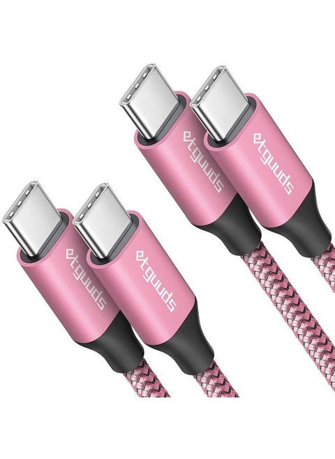 Pink Long USB C to USB C Cable 10ft, 2-Pack, 60W USBC to USBC Cord, Type C to C Charger Cable Fast Charging for iPhone 15 Pro Max/Plus, for MacBook/iPad, for Samsung Galaxy S24 S23 S22, Pixel