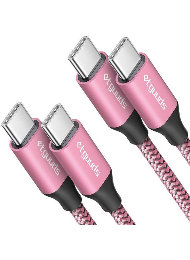 Pink Long USB C to USB C Cable 10ft, 2-Pack, 60W USBC to USBC Cord, Type C to C Charger Cable Fast Charging for iPhone 15 Pro Max/Plus, for MacBook/iPad, for Samsung Galaxy S24 S23 S22, Pixel
