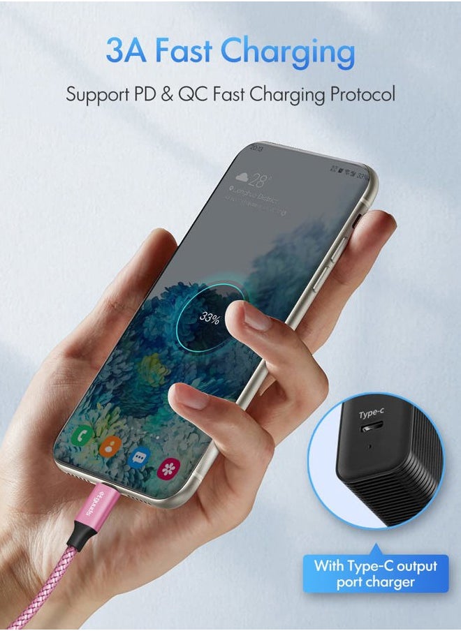 Pink Long USB C to USB C Cable 10ft, 2-Pack, 60W USBC to USBC Cord, Type C to C Charger Cable Fast Charging for iPhone 15 Pro Max/Plus, for MacBook/iPad, for Samsung Galaxy S24 S23 S22, Pixel