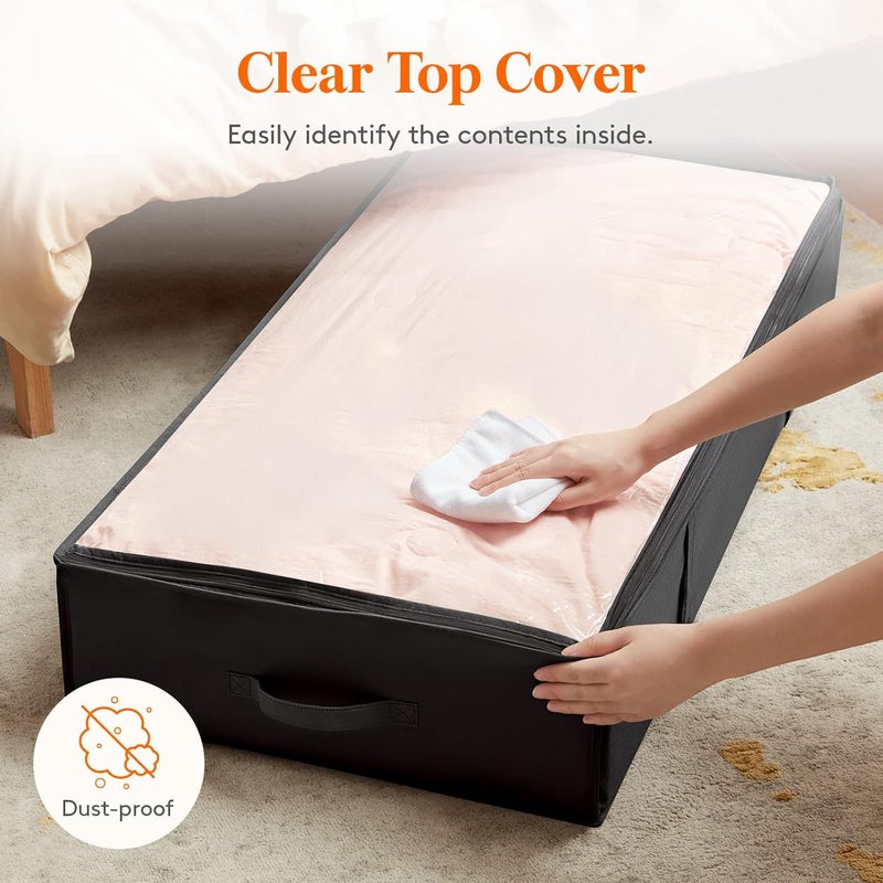 Lifewit Under Bed Storage Containers 4 Pack, Large Capacity Blanket Storage Bags with Reinforced Handle, Organization and Storage for Comforters, Sheets, Clothes, Bedroom, Closet, College Dorm, Black - Image 5