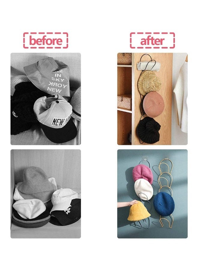 Generic Hat Rack, 10 Rings Hat Organizer Baseball Cap Holders, Multi-Functional Scarfs Bag Storage Hangers, Closet Hanging Display Storage Rack for Scarves Handbags Towels Clothes Ties,  Black  - Image 3