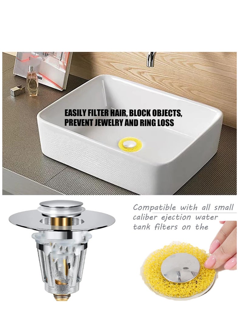 Excefore - Small Caliper pop up Sink Drainage Spring Filters, 48 Pcs Disposable Shower Drain Hair Catcher, Shower Mesh Shape Drain Plug Filter, for bathrooms, bathtubs (32 Small Diameter Filter Screen) - Image 1
