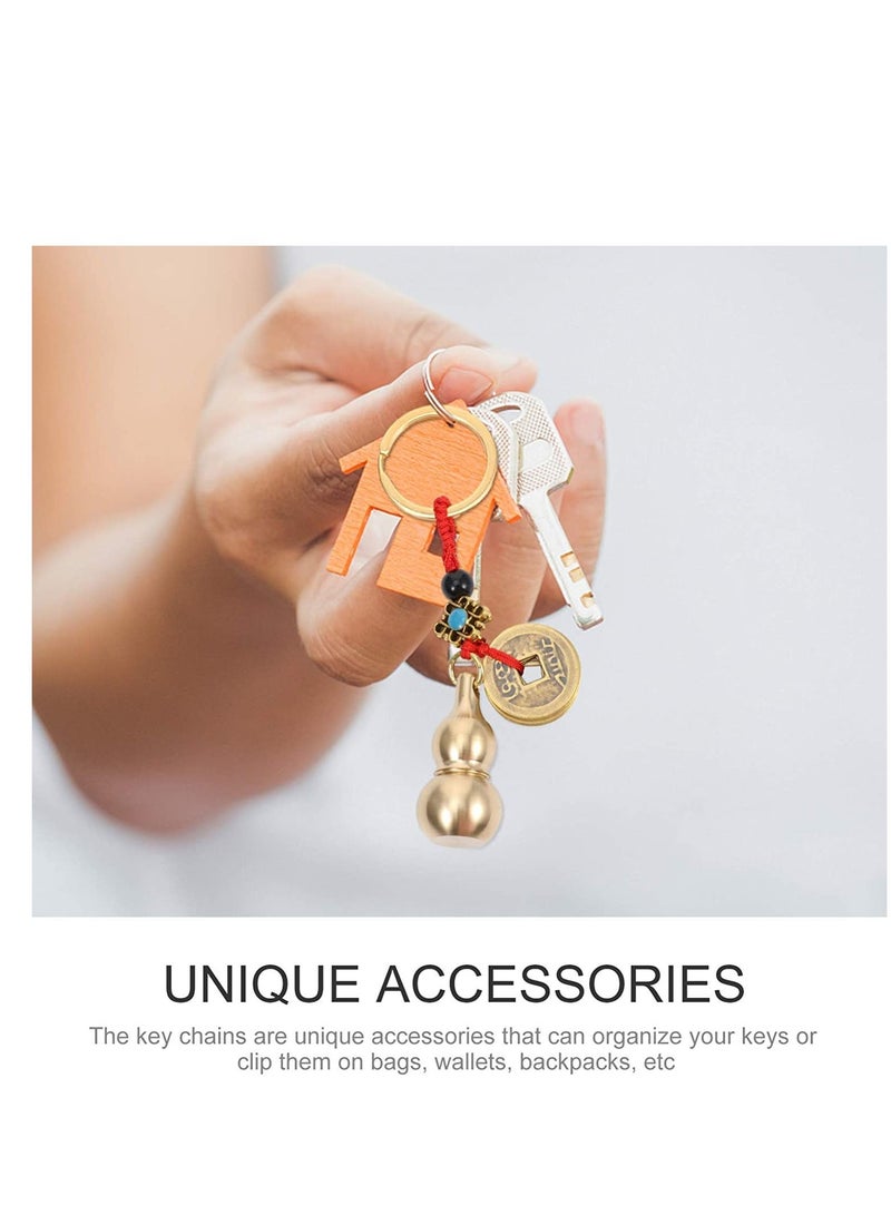 SYOSI 2PCS Feng Shui Brass Gourd Pumpkin Keychain Chinese Feng Shui Coins for Good Luck Wealth Prosperity Success Caravan Decor - Image 5