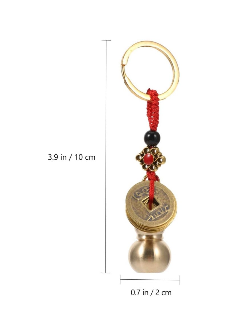 SYOSI 2PCS Feng Shui Brass Gourd Pumpkin Keychain Chinese Feng Shui Coins for Good Luck Wealth Prosperity Success Caravan Decor - Image 2